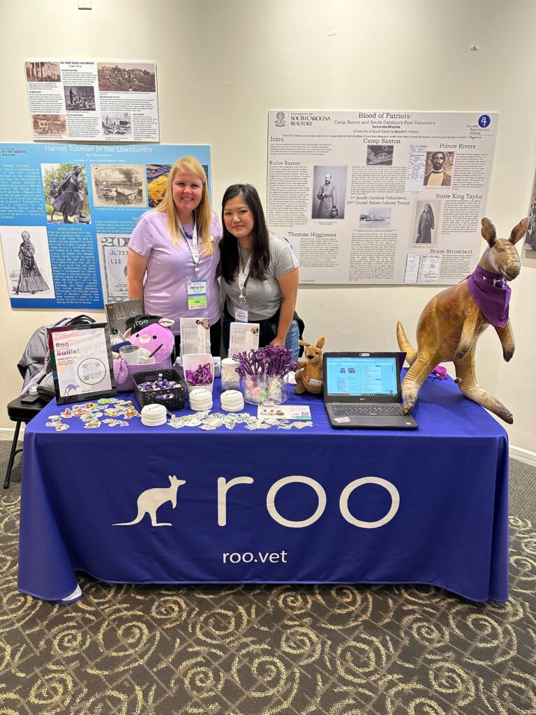 Roo-booth-at-DVMoms-Veterinary-Encouragement-by-the-Sea-Veterinarian-Mom-Conference