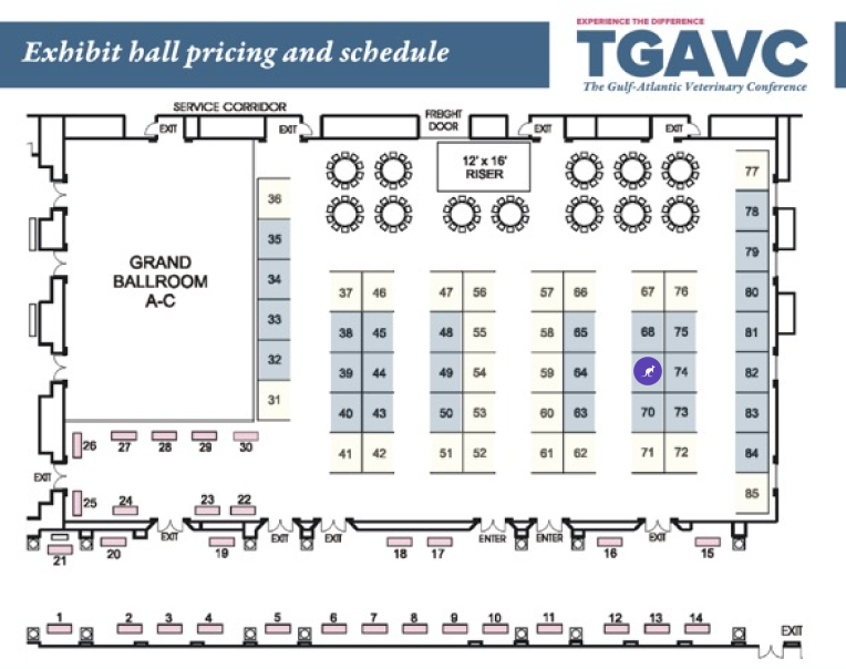 TGAVC Exhibit Hall Map Roo Booth 69 September 2023